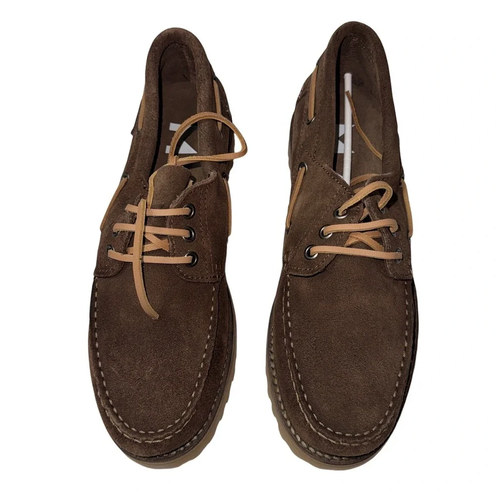 Manebi Tank Boat Shoes Cocoa Suede Lug Size 43 US 9.5 10 Quiet Luxury NIB